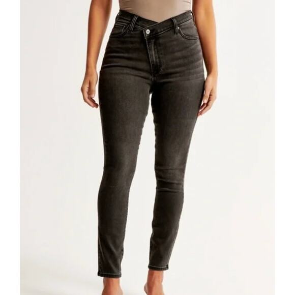 Abercrombie & Fitch Dark Grey Super Skinny Ankle High Rise Curve Love - Picture 1 of 4
